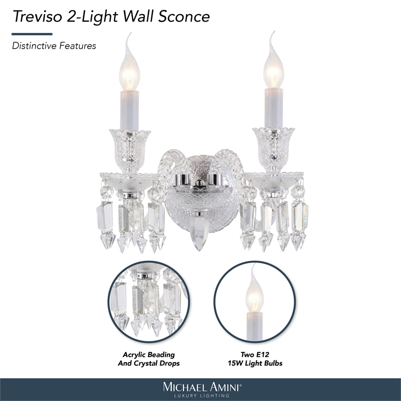 Treviso 2-Light Traditional Crystal Wall Sconce