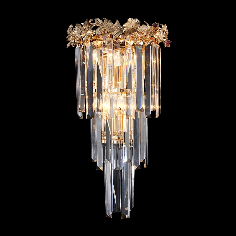 Marquise 5-Light Crystal Wall Sconce - Gold