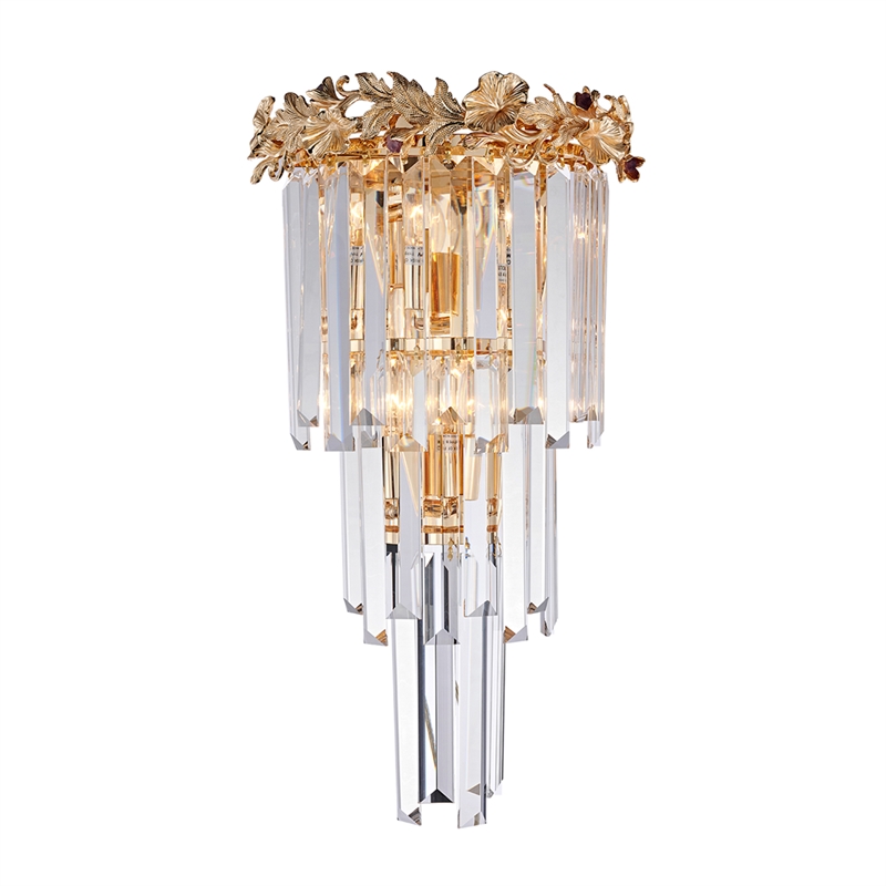 Marquise 5-Light Crystal Wall Sconce - Gold