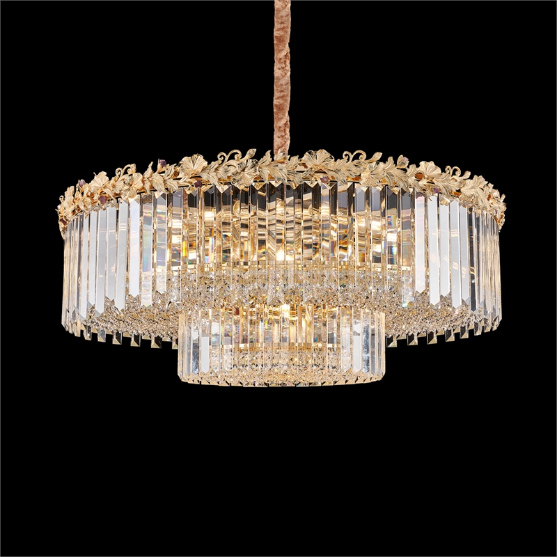 Marquise 28-Light Round Crystal Chandelier - Gold