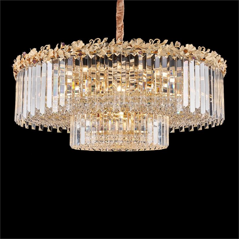 Marquise 28-Light Round Crystal Chandelier - Gold
