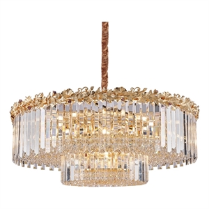 Marquise 28-Light Round Crystal Chandelier - Gold