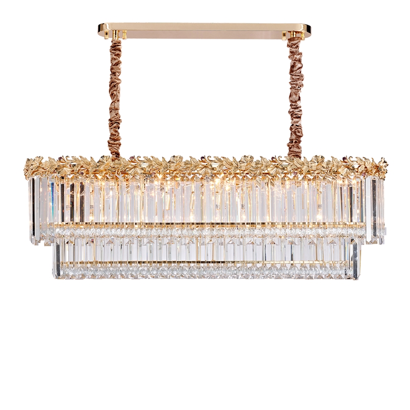 Marquise 16-Light Rectangular Crystal Chandelier - Gold