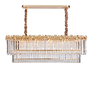 Marquise 16-Light Rectangular Crystal Chandelier - Gold