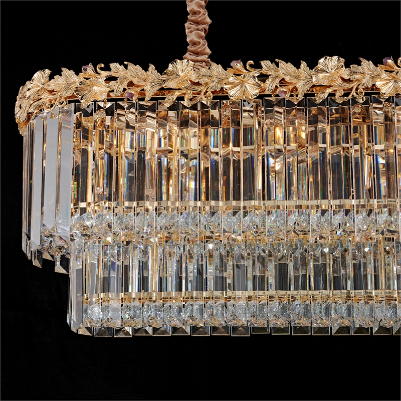 Marquise 16-Light Rectangular Crystal Chandelier - Gold