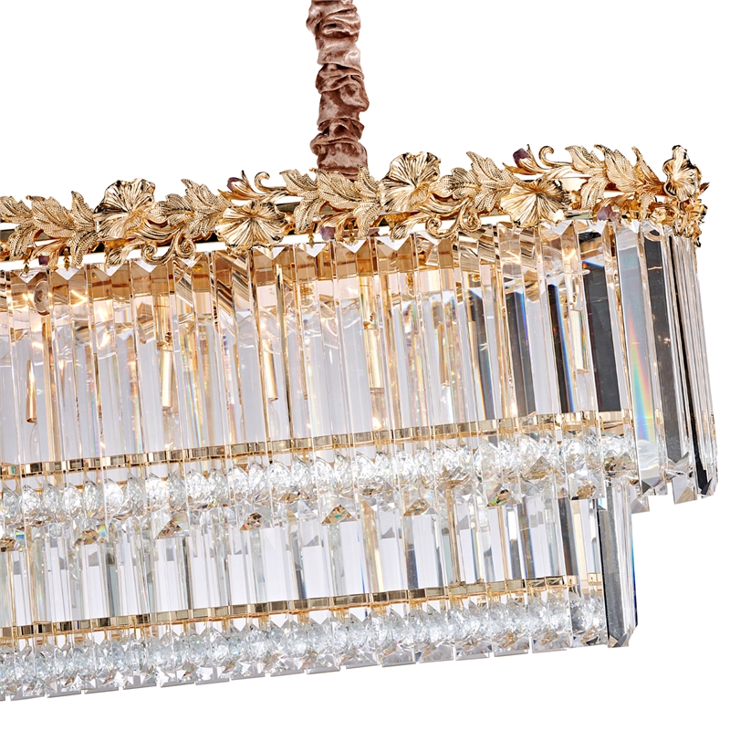 Marquise 16-Light Rectangular Crystal Chandelier - Gold