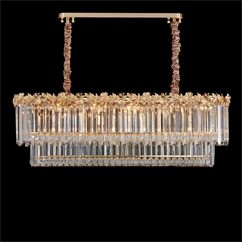 Marquise 16-Light Rectangular Crystal Chandelier - Gold