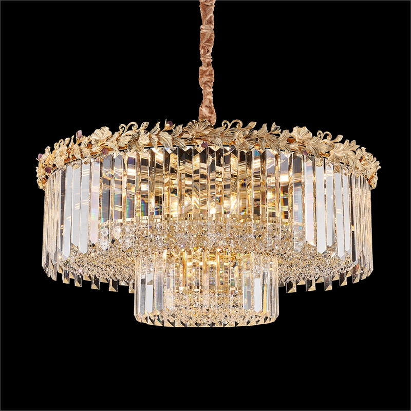 Marquise 21-Light Round Crystal Chandelier - Gold