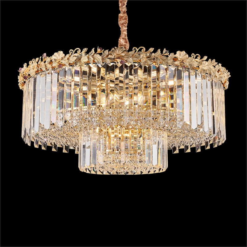 Marquise 21-Light Round Crystal Chandelier - Gold
