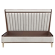Houston Queen Channel Tufted Velvet Panel Bed - Porcini/Walnut