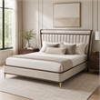 Houston Queen Channel Tufted Velvet Panel Bed - Porcini/Walnut