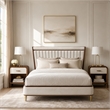 Houston Queen Channel Tufted Velvet Panel Bed - Porcini/Walnut