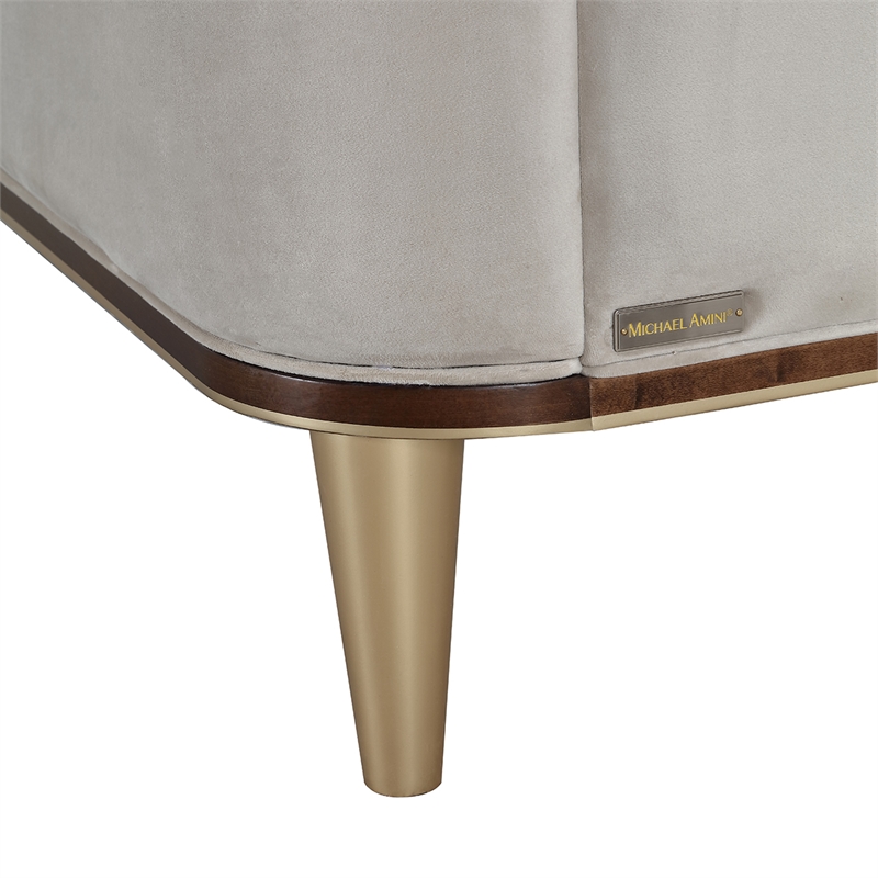 Houston Queen Channel Tufted Velvet Panel Bed - Porcini/Walnut