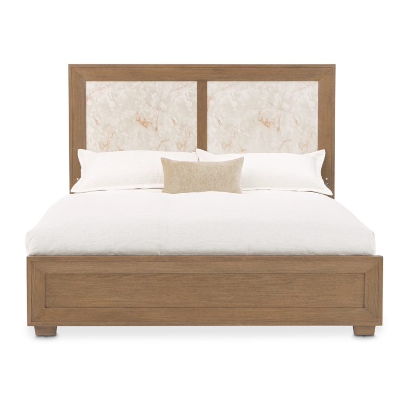 Portrait Cal. King Panel Bed with LED Lights - Sienna Brown