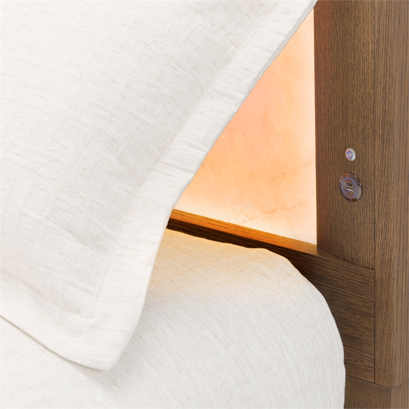 Portrait Cal. King Panel Bed with LED Lights - Sienna Brown