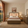 Portrait Cal. King Panel Bed with LED Lights - Sienna Brown