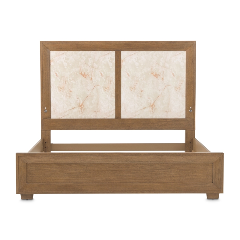 Portrait Cal. King Panel Bed with LED Lights - Sienna Brown
