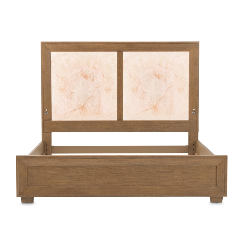 Portrait Cal. King Panel Bed with LED Lights - Sienna Brown