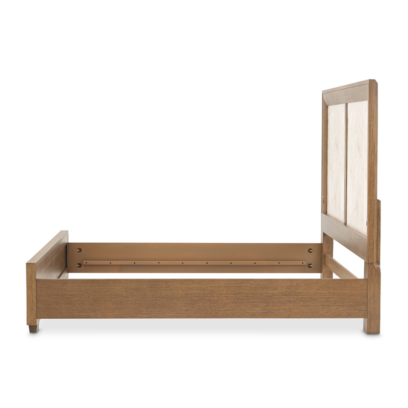 Portrait Cal. King Panel Bed with LED Lights - Sienna Brown