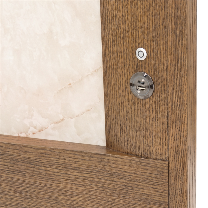 Portrait Cal. King Panel Bed with LED Lights - Sienna Brown
