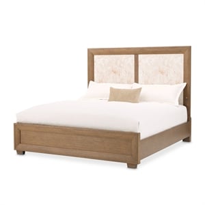 Portrait Cal. King Panel Bed with LED Lights - Sienna Brown