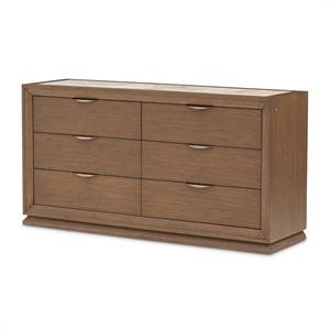 Portrait 62&quot Wide Dresser with LED Lights - Sienna Brown