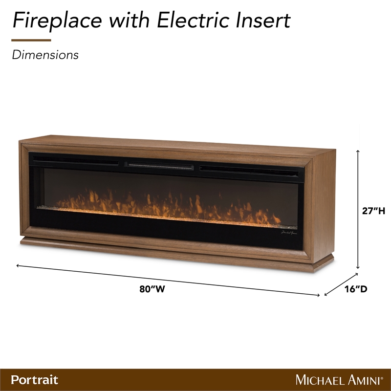 Portrait Fireplace with Electric Insert - Sienna Brown