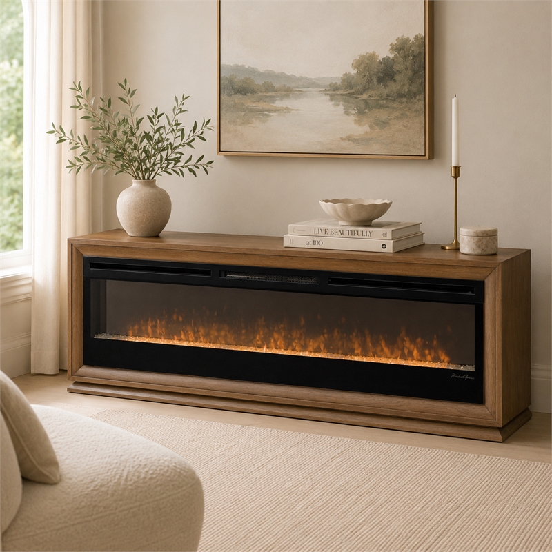 Portrait Fireplace with Electric Insert - Sienna Brown