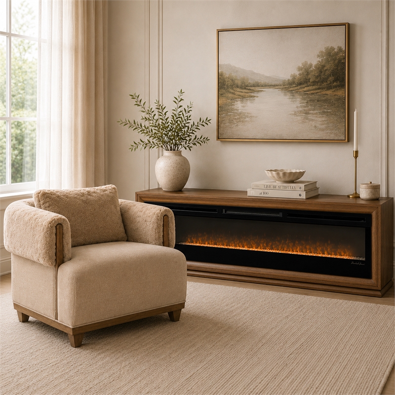 Portrait Fireplace with Electric Insert - Sienna Brown