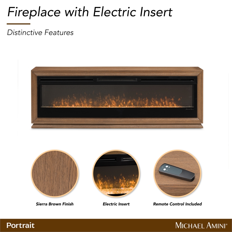 Portrait Fireplace with Electric Insert - Sienna Brown