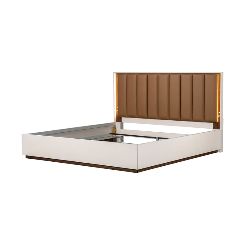 Pavira Queen Bed with LED Lights - Walnut