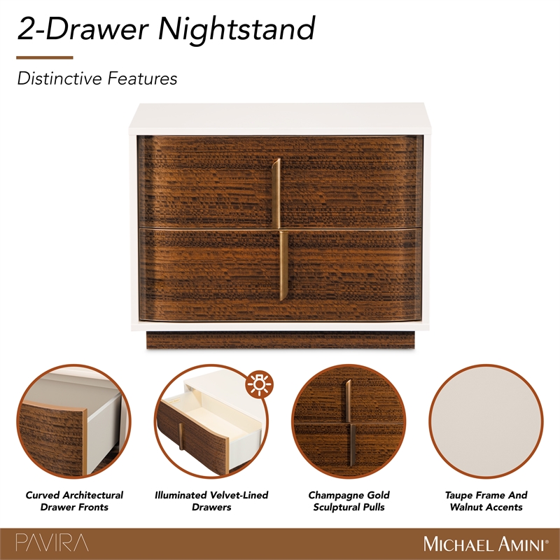 Pavira 2-Drawer Nightstand - Walnut