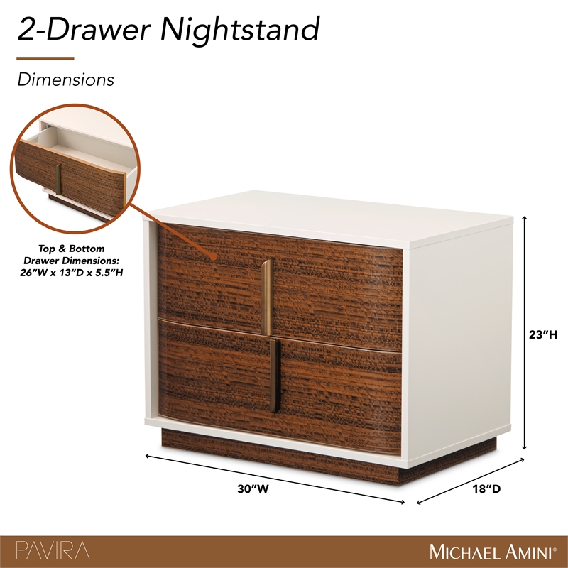 Pavira 2-Drawer Nightstand - Walnut