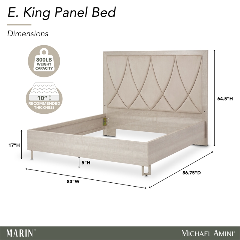 Marin Eastern King Faux-Suede Panel Bed - Greige