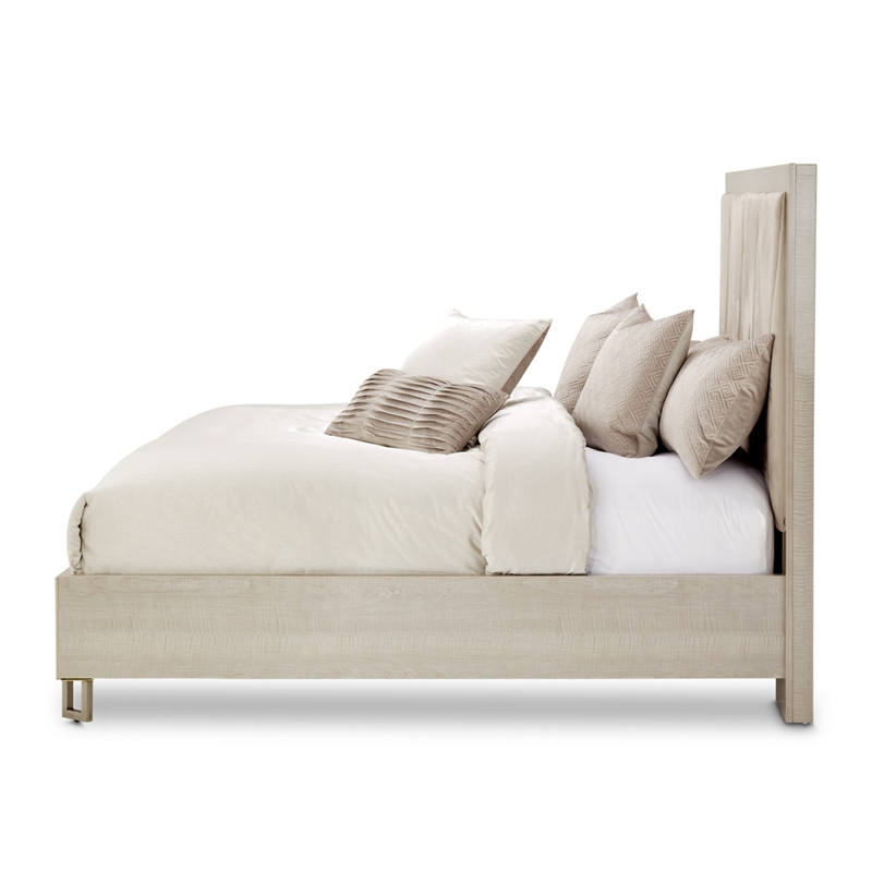 Marin Eastern King Faux-Suede Panel Bed - Greige