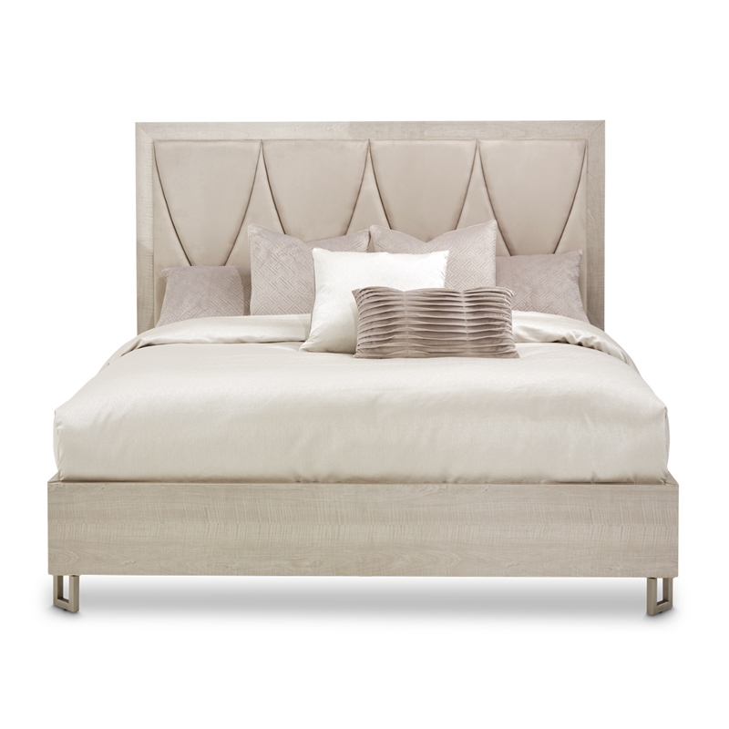 Marin Queen Faux-Suede Panel Bed - Greige
