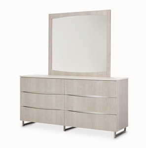 Marin Modern 6-Drawer Dresser with Mirror - Greige