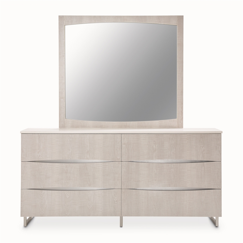 Marin Modern 6-Drawer Dresser with Mirror - Greige