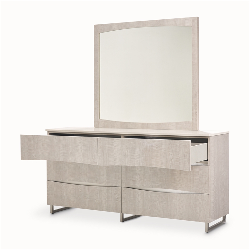 Marin Modern 6-Drawer Dresser with Mirror - Greige