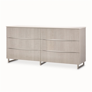 Marin Modern 6-Drawer Dresser with Marble Top - Greige