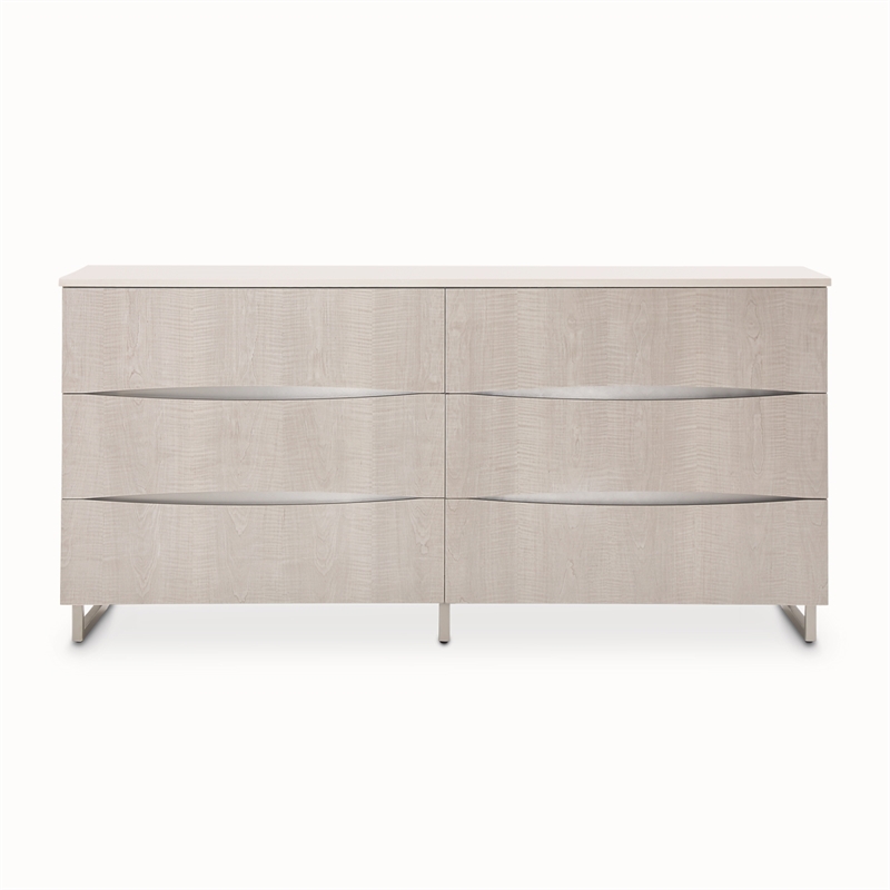 Marin Modern 6-Drawer Dresser with Marble Top - Greige