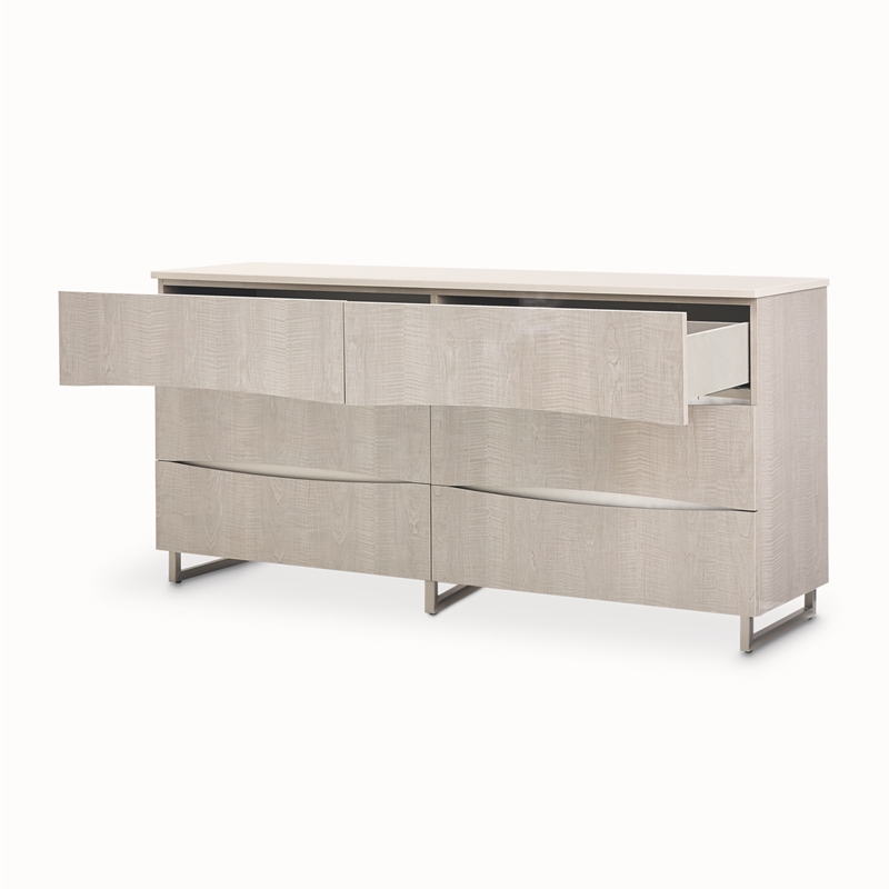 Marin Modern 6-Drawer Dresser with Marble Top - Greige