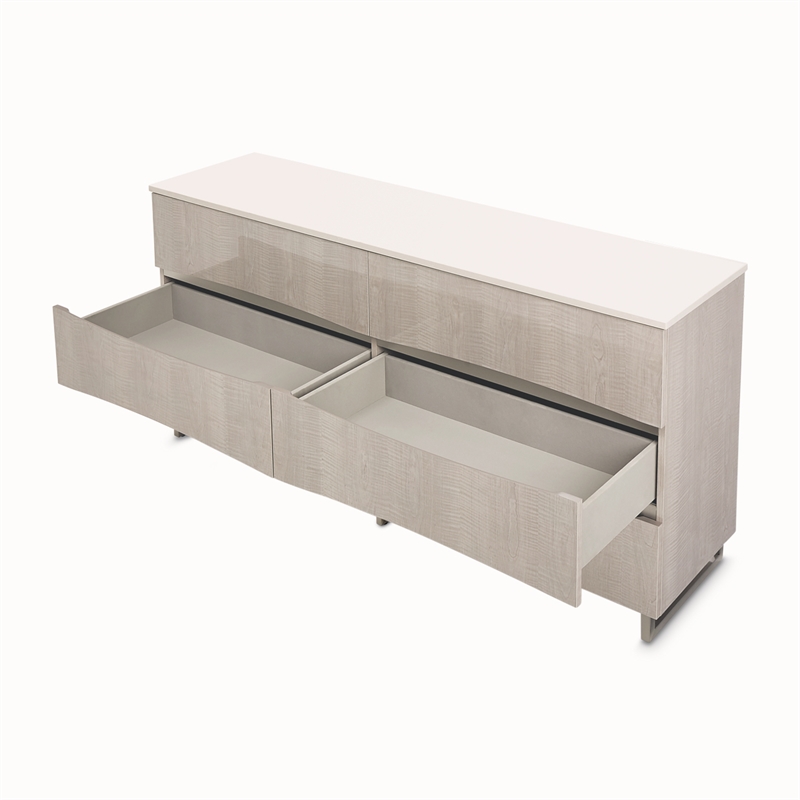 Marin Modern 6-Drawer Dresser with Marble Top - Greige