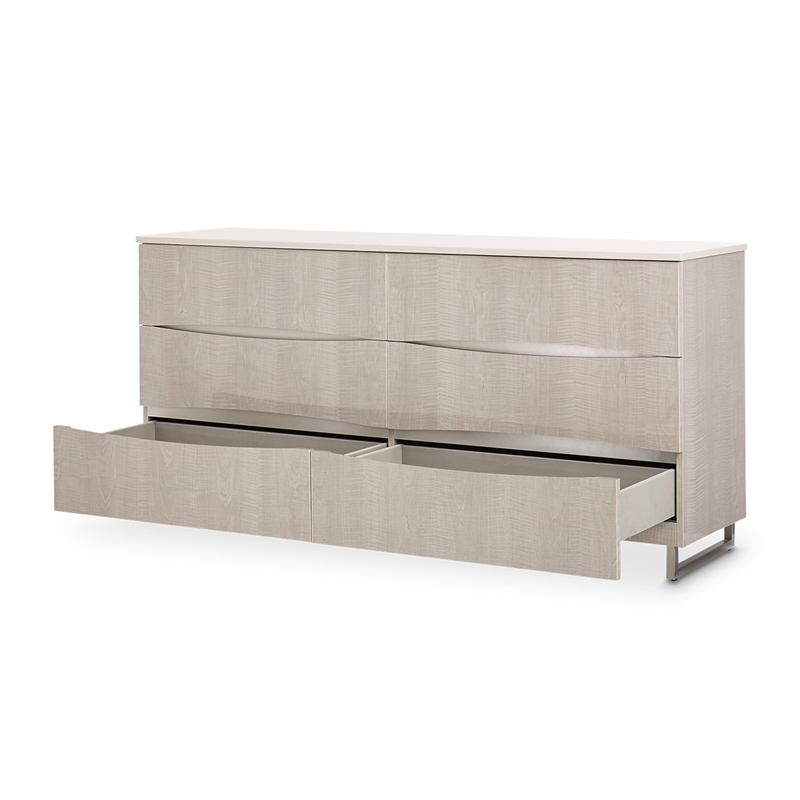 Marin Modern 6-Drawer Dresser with Marble Top - Greige