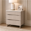 Marin Modern 3-Drawer Nightstand with Marble Top - Greige