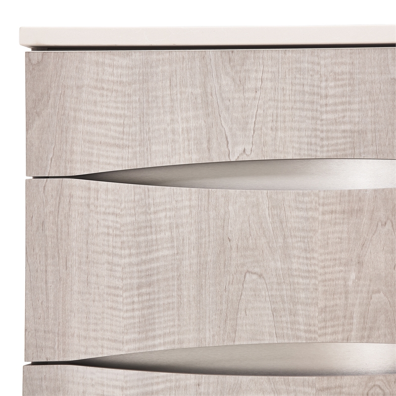 Marin Modern 3-Drawer Nightstand with Marble Top - Greige