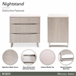 Marin Modern 3-Drawer Nightstand with Marble Top - Greige