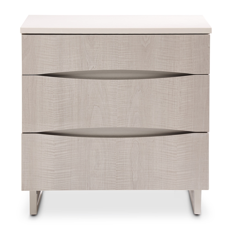 Marin Modern 3-Drawer Nightstand with Marble Top - Greige