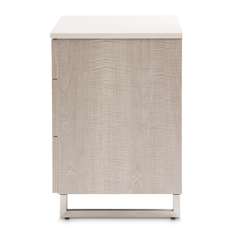 Marin Modern 3-Drawer Nightstand with Marble Top - Greige
