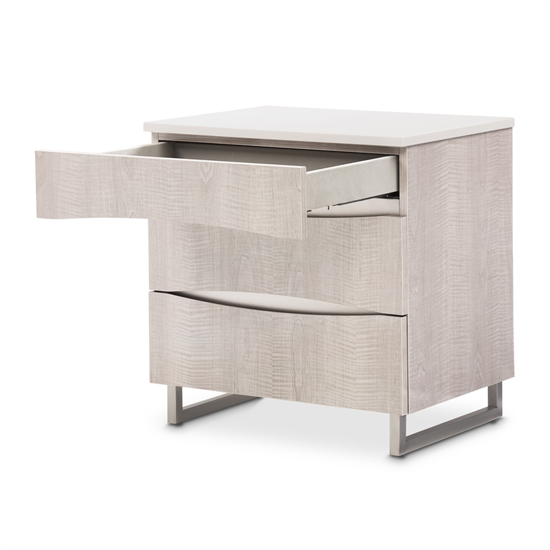 Marin Modern 3-Drawer Nightstand with Marble Top - Greige